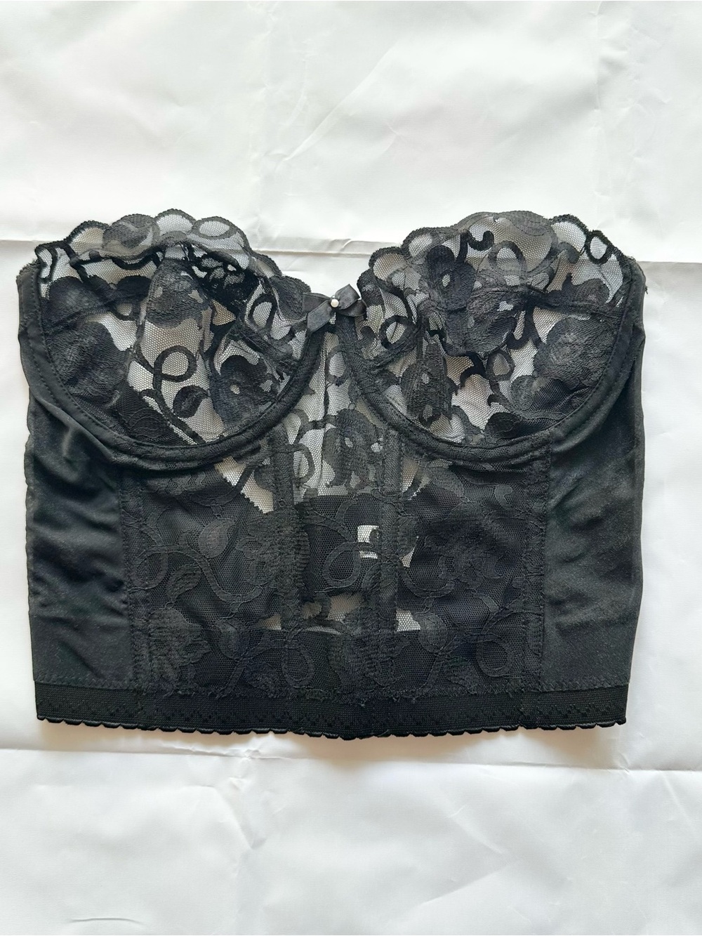 Vintage Vera Companies black laced bustier corset, size 36C
